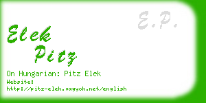 elek pitz business card